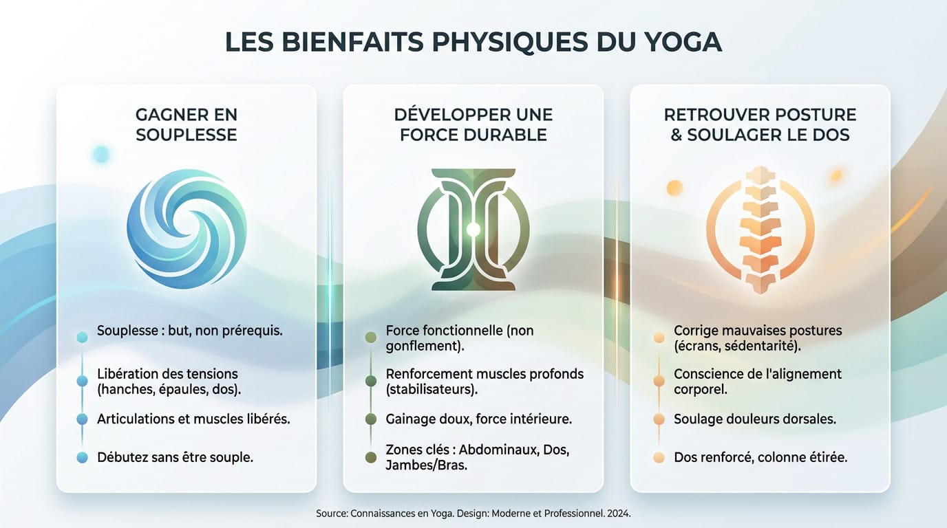 Femme pratiquant le yoga pour renforcer ses muscles profonds et améliorer sa souplesse